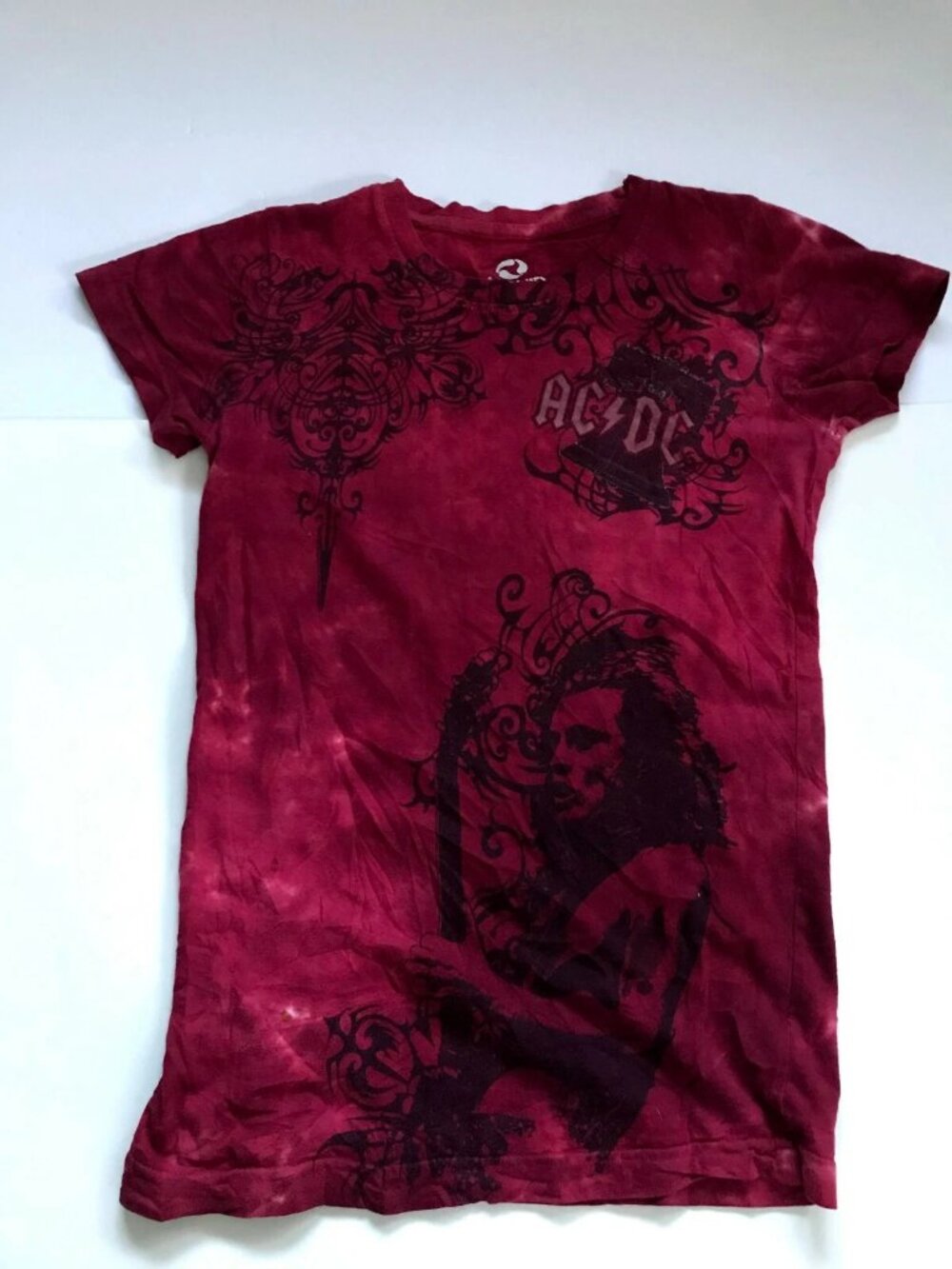 AC DC Liquid Blue Women's T-Shirt S Angus Young pink